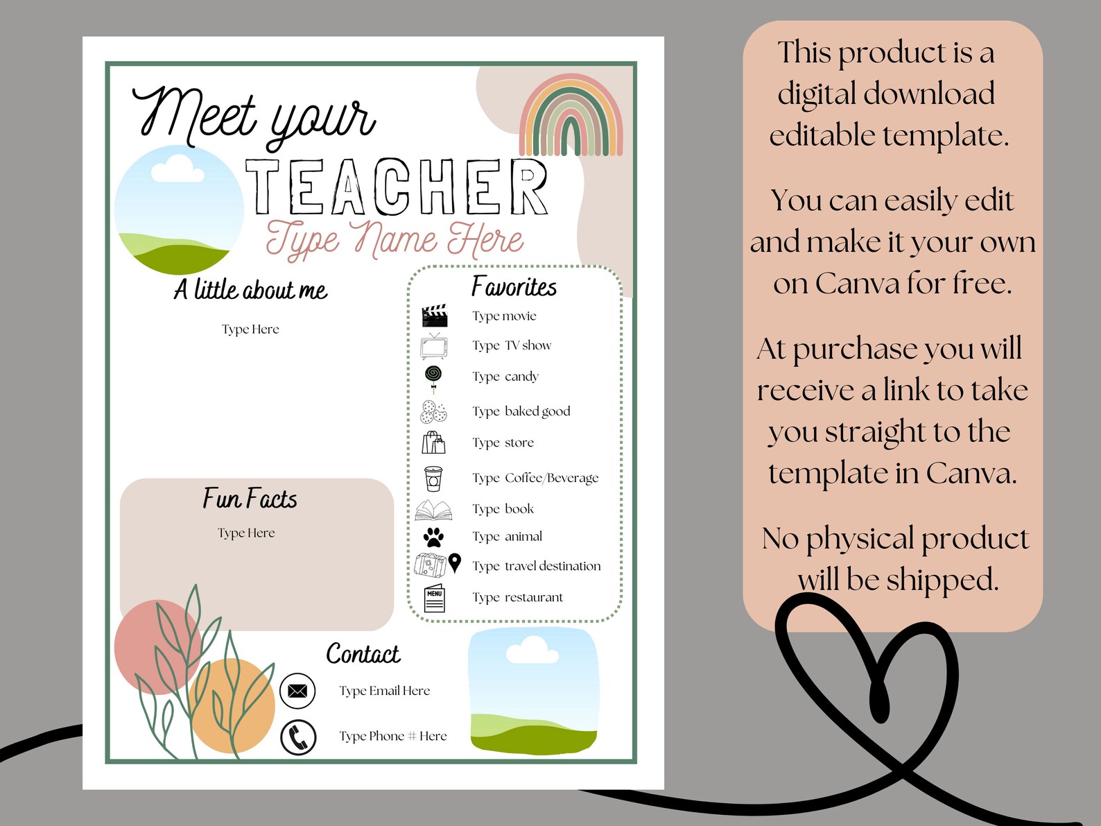 Meet the Teacher Canva Template INSTANT DOWNLOAD Back to School All