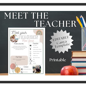 Meet the Teacher Canva Template, INSTANT DOWNLOAD, Back to School, All about the Teacher, Canva Template, Editable Teacher Template, Canva