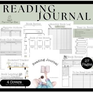 Reading Journal, INSTANT DOWNLOAD, PDF Printable, Digital, Reading Planner, Book Tracker, Book Planner, Book Club, Digital Journal