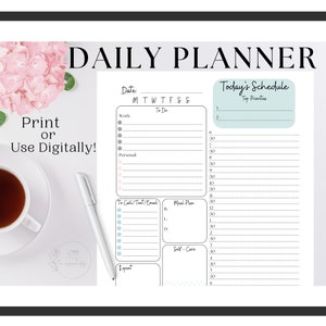 Daily Planner Printable, INSTANT DOWNLOAD, Planner Printable, To Do List, Checklist, Planner Insert, Daily Habits, Organize, Day Planner