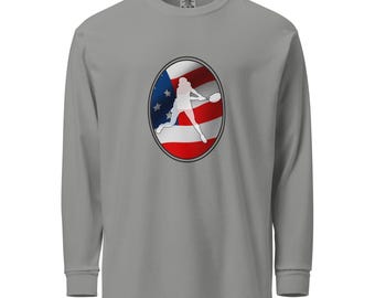 Coco Gauff Tennis United States Flag Silhouette Heavyweight Long Sleeve Shirt