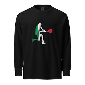 Jannik Sinner Tennis Italy Flag Silhouette Heavyweight Long Sleeve Shirt