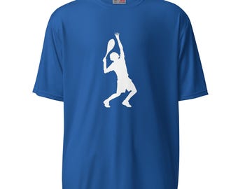 Roger Federer Tennis White Silhouette, uniseks performance T-shirt met ronde hals