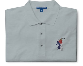Rory Mcilroy Golf & United Kingdom Silhouette Men&#39;s Premium Polo Shirt