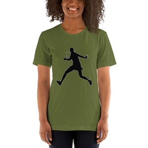 Elena Rybakina Tennis Black Silhouette Unisex Cotton Short Sleeve Shirt