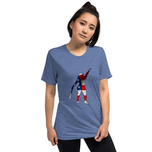 Serena Williams Tennis US Flag Unisex Tri-Blend Short Sleeve Shirt