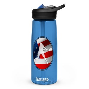 Coco Gauff Tennis White Silhouette US Flag Racquet CamelBak Eddy Sports Water Bottle
