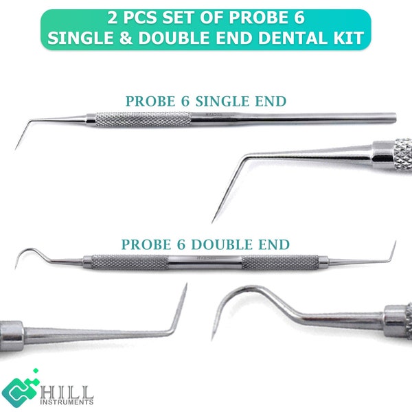 Elevate Your Precision with a 2-Pc Dental Surgical Kit: Probe 6 Single & Double End Explorers for Professional Excellence