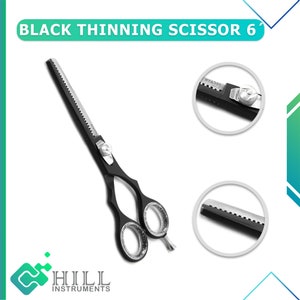 Black Single Thinning Scissor 6 Inches, Hair Shears & Scissors, Styling, Blending Scissors, Hairdressing, Hair Cutting, Thinning Scissors,