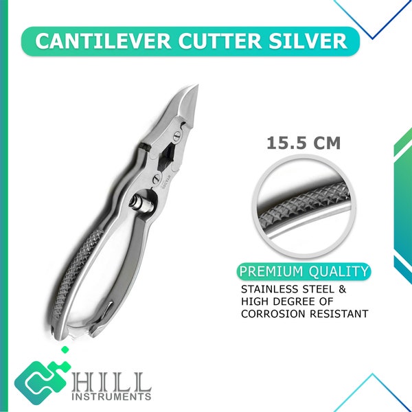 Cantilever Nail Cutter Silver 15.5 cm, Precision Trimming Tool, Pro-Grade Nail Clipper, Easy Grip and Precision, Sleek and Reliable