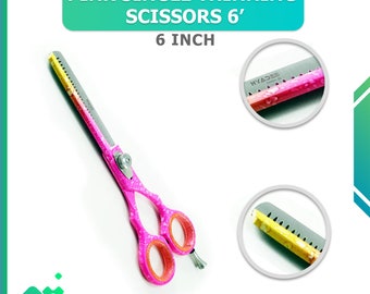 Pink Single Thinning Scissor 6 Inch. Professional Hair layering Scissors, Must Have Tool For Barbers, Stainless Rust Proof Scissors