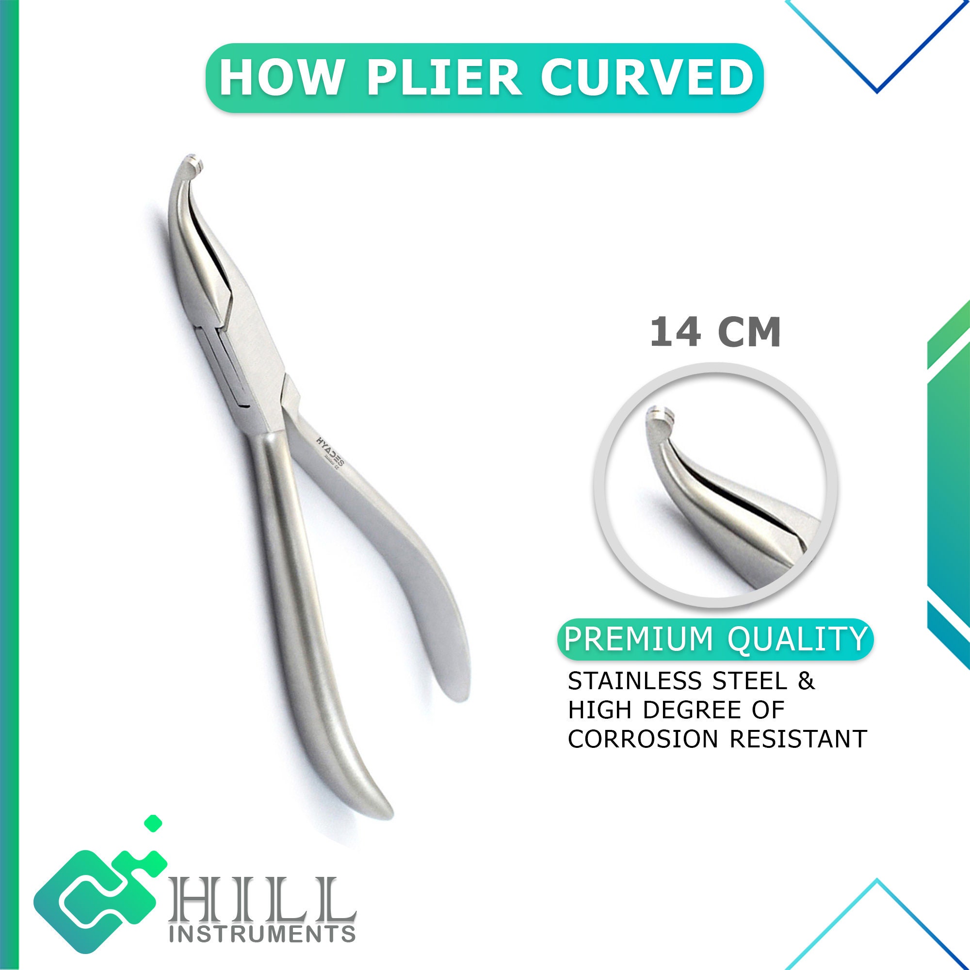 Fish Bone Pliers/Tweezers Curved, High Grade Stainless Steel Polished (14cm)