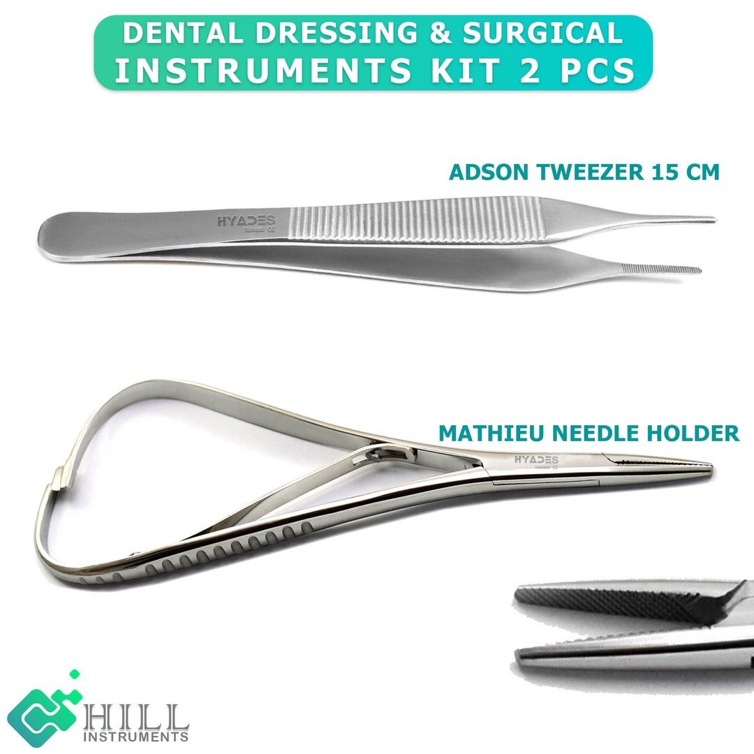 Complete Dental Dressing & Surgical Kit Adson Tweezer 15cm and Mathieu Needle Holder Essential