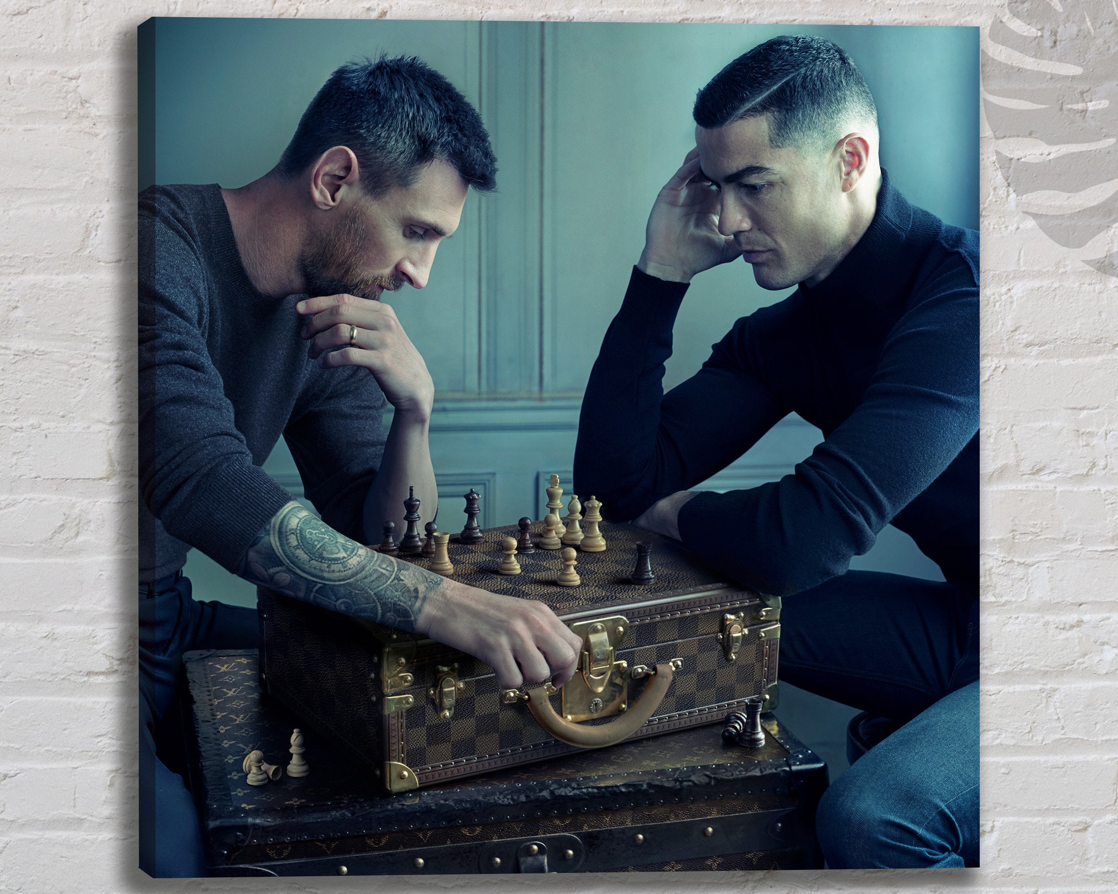 Messi and Ronaldo Playing Chess