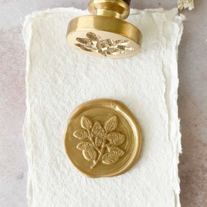 Flora Wax Stamp Wax stamp with leaf pattern Make wax seals for invitations and envelopes Traditional Wax seal with botanical pattern image 1