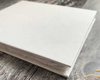 White Handmade Cotton Rag Notebook - 50 Page | Blank DIY Guest Book or Journal