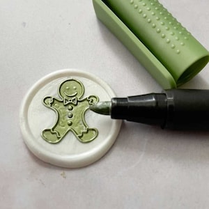 Wax Seal Highlighter Pen - Olive Green | Metallic green marker pen for decoration wax seals and stamps