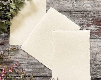 Ivory Cotton Rag Paper | Deckled Edge Handmade Stationery Sheets