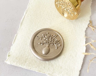 Aphrodite Wax Stamp | Wax seal with vase and flower pattern | Brass wax stamp with wooden handle | Perfect for wedding invitations