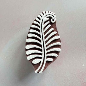 Frond - Indian Wood Block Stamp | Leaf design wooden stamp for decorating cards, gift wrap or fabric