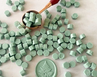 Sage Green Wax beads for making wax seals | Small beads of sealing wax in dusky green colour |  Perfect for making wax seal stamps