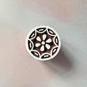 Kitty - Indian Wood Block Stamp | Pretty floral design small wooden stamp