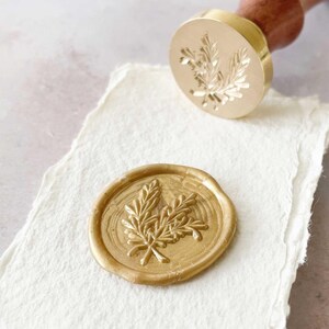 Olive Branch Wax Stamp | Make wax seals with leaf pattern | Wax stamp for making envelope seals and invitation seals