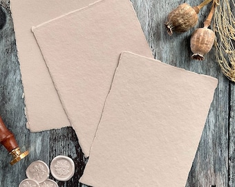 Handmade Cotton Rag Paper | Deckled Edge, Vegan, Tree-Free (5 Sheets)