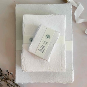 Whisper White Handmade Cotton Rag Card | Deckle Edge Card Made Recycled Cotton Rag Fibres | Tree Free Card in White