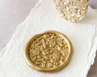 Summer Garden Wax Stamp | Wax stamp with floral design | Flowery wax seal | Traditional wax seal with brass head and wooden handle