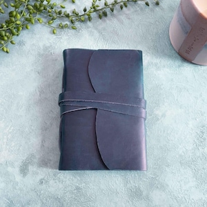 A6 Handmade Leather Notebook - Navy