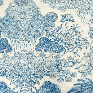 Handmade Lokta Paper Gift Wrap – Niwa Botanical Pattern, Blue White (50cm x 76cm)