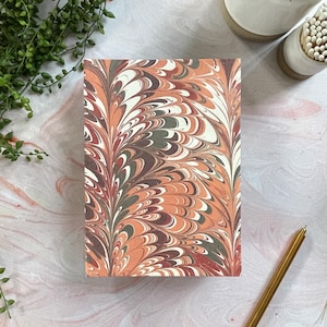 Hand Marbled A5 Notebook in Gift Box - Sunset | Handmade Journal Made from Tree Free Cotton Rag Paper