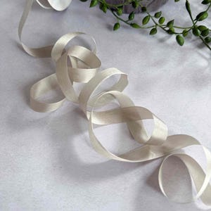 Putty Beige Habotai Silk Ribbon - 13mm Narrow Ribbon - Sold by the Meter