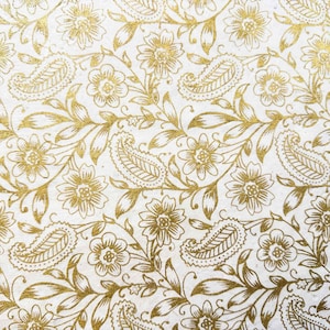Aurelia Design Lokta Wrapping Paper | Hand Screen Printed Gold Floral Gift Wrap