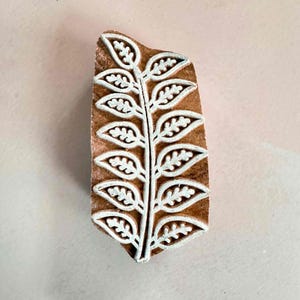 Flora - Indian Wood Block Stamp | Leaf Pattern Stamp hand made from Wood  | Perfect for printing on Card, Fabric, Gift Wrap Paper