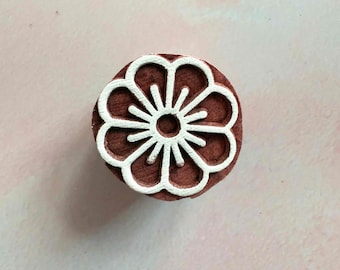 Blossom - Indian Wood Block Stamp | Small Flower Design Wooden Stamp