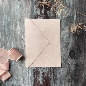 Blush Handmade Paper Envelope | Recycled Paper Envelope with a Deckled Edge | Invitation Envelopes in Blush Pink