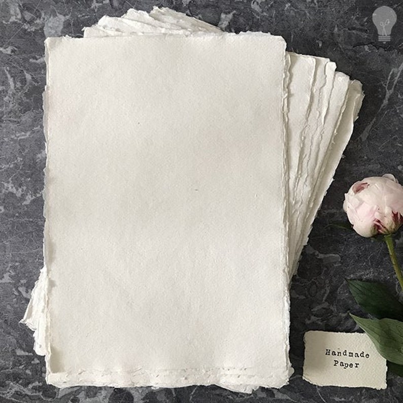 Handmade Paper White handmade paper thenaturalpapercompany A4 - 21cm x 30cm Pack of 5