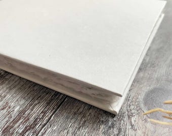 White Handmade Cotton Rag Notebook - 50 Page | Blank DIY Guest Book or Journal