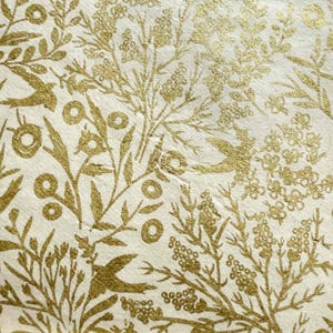 Handmade Lokta Paper Wrapping – Harvest Botanical Pattern, Gold Foil Eco Friendly