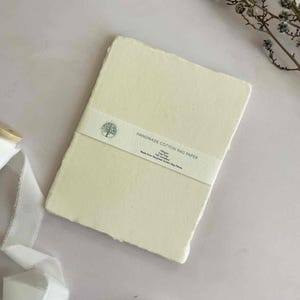 Vanilla Handmade Cotton Rag Paper | Cream Handmade Paper with Deckled Edges | 150gsm Paper made from recycled materials
