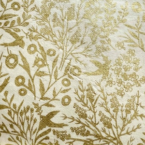 Handmade Lokta Paper Wrapping – Harvest Botanical Pattern, Gold Foil Eco Friendly