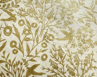 Handgefertigtes Lokta-Papiergeschenk – Erntebotanisches Muster, Goldfolie, umweltfreundlich