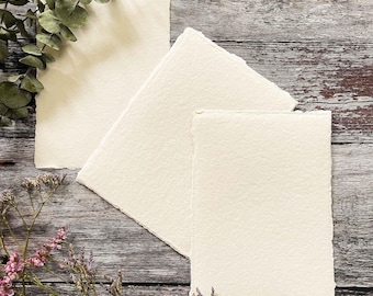 Ivory Cotton Rag Paper | Deckled Edge Handmade Stationery Sheets