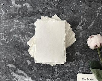 Natural Cotton Rag Card | Deckled Edge, Textured Surface (Pack of 5)