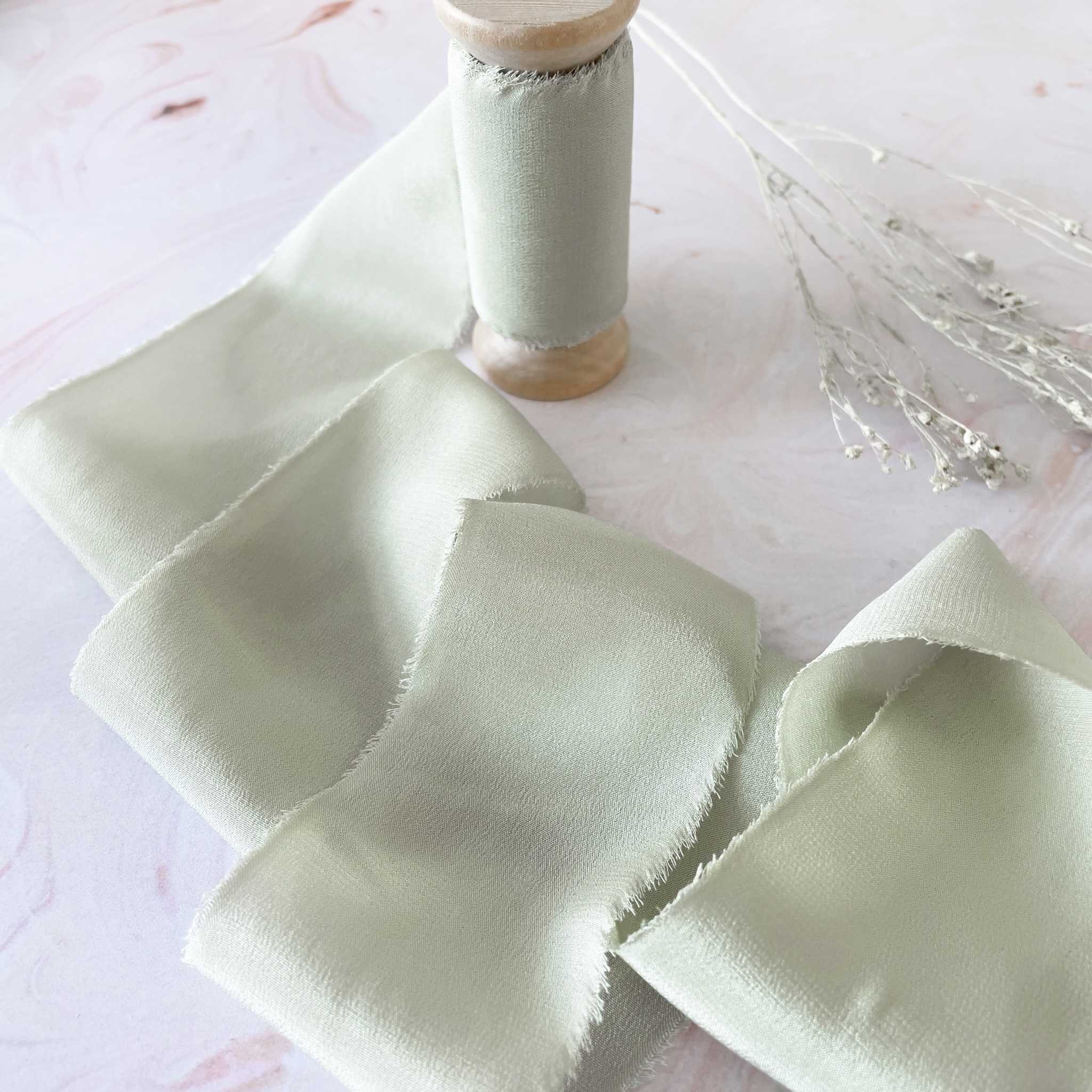 Sage green - Luxurious habotai silk ribbon – IngenueSilk