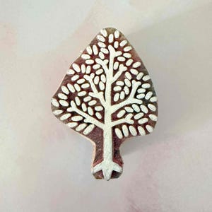 Indian Wood Block Stamp – Tree Design, Handcrafted Printing Tool (6.5cm x 4.75cm)