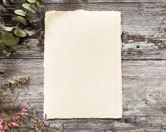 Ivory Cotton Rag Card | Deckle Edge, Acid-Free Paper for Art