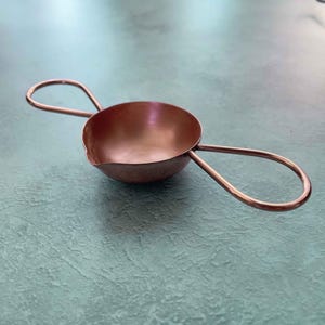 Wassmeltlepel met dubbel handvat - koper | Lakzegels maken met een kaars | Handgemaakte koperen smeltlepel